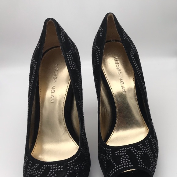 ANTONIO MELANI BLACK ANGELINE PEEPTOE PUMP SIZE 8.5M - Picture 12 of 16